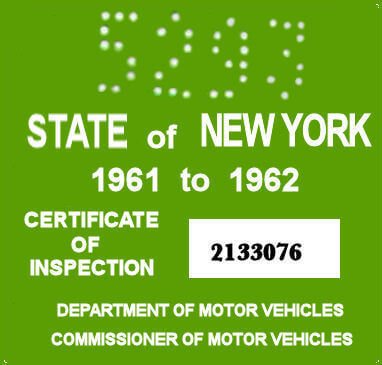 (image for) 1961-62 New York INSPECTION Sticker